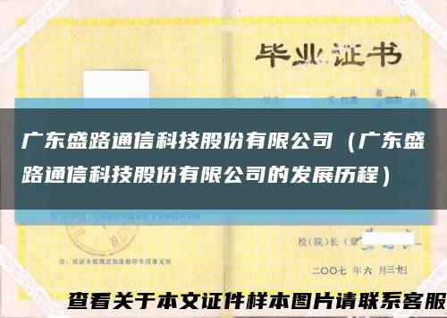 廣東盛路通信科技股份有限公司（廣東盛路通信科技股份有限公司的發展歷程）縮略圖