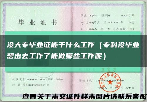 沒大專畢業證能干什么工作（?？茮]畢業想出去工作了能做哪些工作呢）縮略圖
