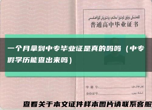 一個月拿到中專畢業證是真的嗎嗎（中專假學歷能查出來嗎）縮略圖