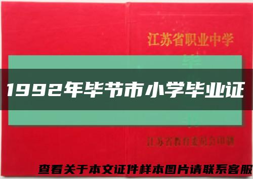 1992年畢節市小學畢業證縮略圖