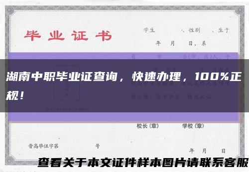 湖南中職畢業證查詢，快速辦理，100%正規！縮略圖