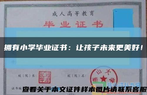 擁有小學畢業證書：讓孩子未來更美好！縮略圖