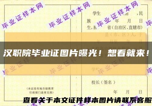 漢職院畢業證圖片曝光！想看就來！縮略圖