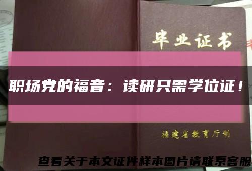 職場黨的福音：讀研只需學位證！縮略圖