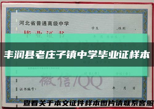 豐潤縣老莊子鎮中學畢業證樣本縮略圖