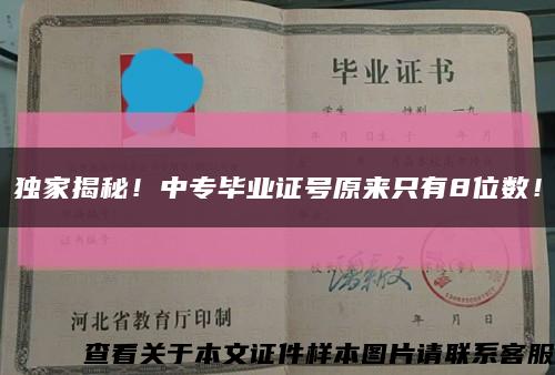獨家揭秘！中專畢業證號原來只有8位數！縮略圖