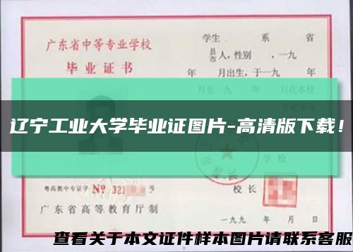 遼寧工業大學畢業證圖片-高清版下載！縮略圖