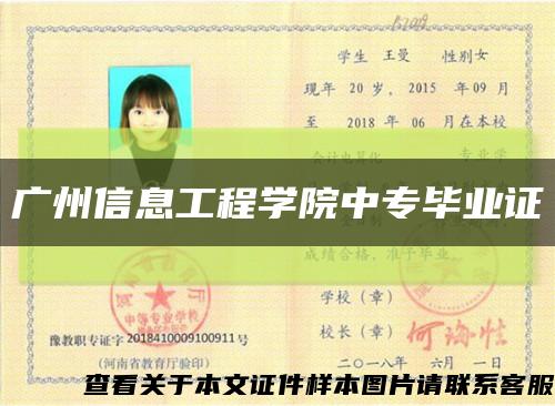 廣州信息工程學院中專畢業證縮略圖