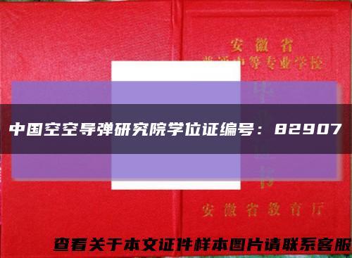 中國空空導彈研究院學位證編號：82907縮略圖