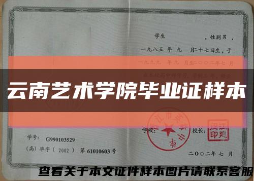 云南藝術學院畢業證樣本縮略圖