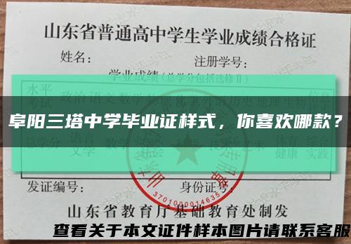 阜陽三塔中學畢業證樣式，你喜歡哪款？縮略圖