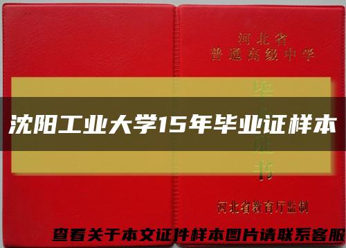 沈陽工業大學15年畢業證樣本縮略圖