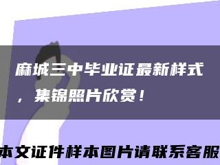 麻城三中畢業證最新樣式，集錦照片欣賞！縮略圖