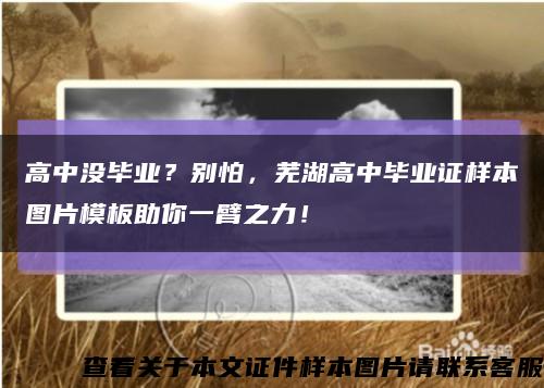 高中沒畢業？別怕，蕪湖高中畢業證樣本圖片模板助你一臂之力！縮略圖