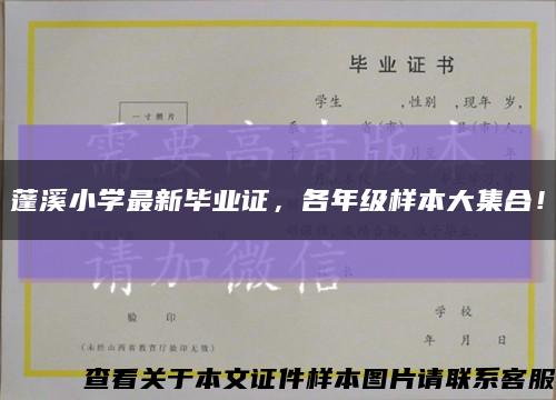 蓬溪小學最新畢業證，各年級樣本大集合！縮略圖