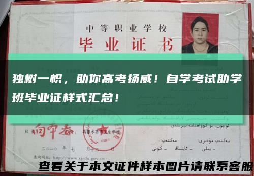 獨樹一幟，助你高考揚威！自學考試助學班畢業證樣式匯總！縮略圖
