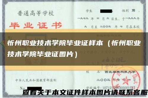 忻州職業技術學院畢業證樣本（忻州職業技術學院畢業證圖片）縮略圖