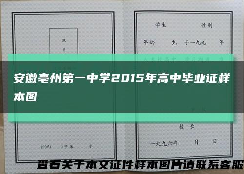 安徽亳州第一中學2015年高中畢業證樣本圖縮略圖