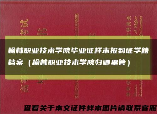 榆林職業技術學院畢業證樣本報到證學籍檔案（榆林職業技術學院歸哪里管）縮略圖