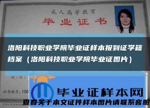 洛陽科技職業學院畢業證樣本報到證學籍檔案（洛陽科技職業學院畢業證圖片）縮略圖