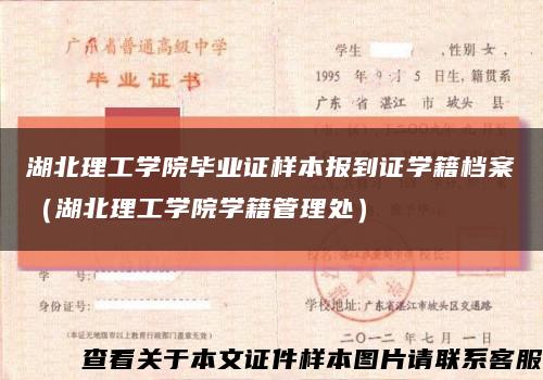湖北理工學院畢業證樣本報到證學籍檔案（湖北理工學院學籍管理處）縮略圖