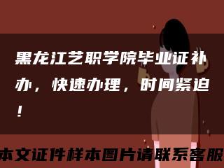 黑龍江藝職學院畢業證補辦，快速辦理，時間緊迫！縮略圖
