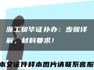 浙工貿畢證補辦：步驟詳解，材料要求！縮略圖