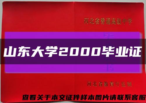山東大學2000畢業證縮略圖