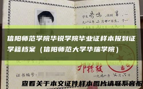 信陽師范學院華銳學院畢業證樣本報到證學籍檔案（信陽師范大學華瑞學院）縮略圖