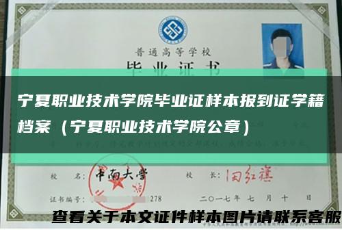 寧夏職業技術學院畢業證樣本報到證學籍檔案（寧夏職業技術學院公章）縮略圖