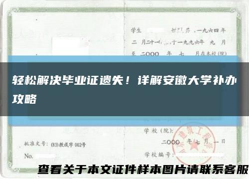 輕松解決畢業證遺失！詳解安徽大學補辦攻略縮略圖