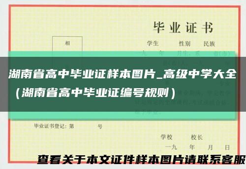 湖南省高中畢業證樣本圖片_高級中學大全（湖南省高中畢業證編號規則）縮略圖
