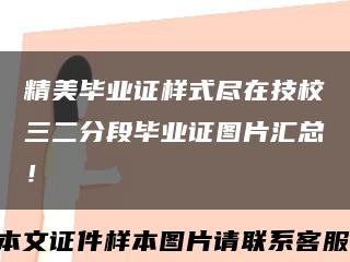 精美畢業證樣式盡在技校三二分段畢業證圖片匯總！縮略圖