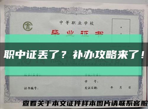 職中證丟了？補辦攻略來了！縮略圖