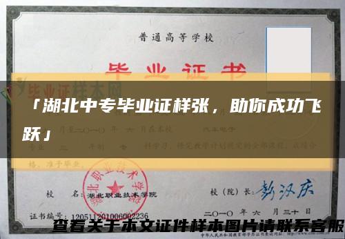 「湖北中專畢業證樣張，助你成功飛躍」縮略圖