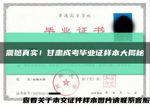 震撼真實！甘肅成考畢業證樣本大揭秘縮略圖
