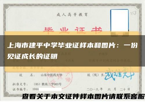 上海市建平中學畢業證樣本和圖片：一份見證成長的證明縮略圖