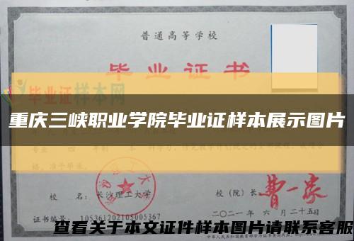 重慶三峽職業學院畢業證樣本展示圖片縮略圖