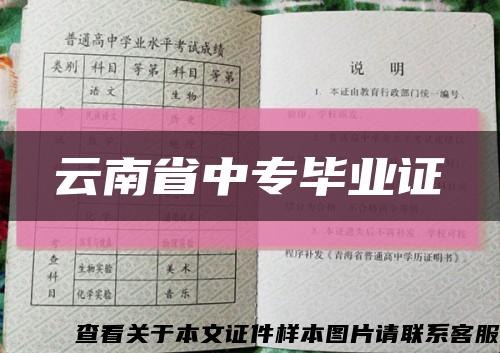 云南省中專畢業證縮略圖