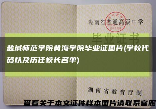 鹽城師范學院黃海學院畢業證圖片(學校代碼以及歷任校長名單)縮略圖