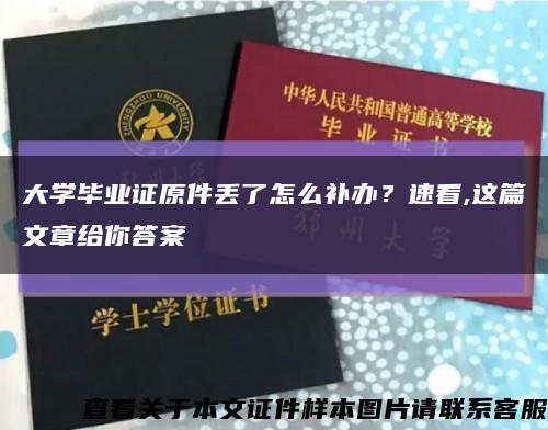 大學畢業證原件丟了怎么補辦？速看,這篇文章給你答案縮略圖