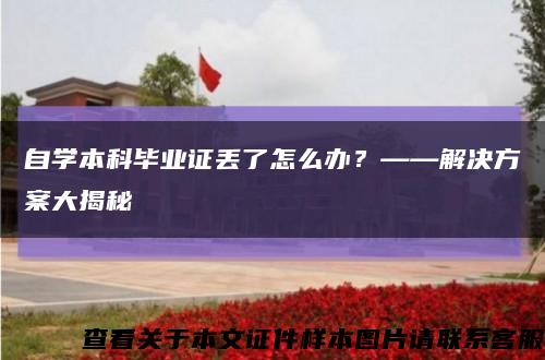 自學本科畢業證丟了怎么辦？——解決方案大揭秘縮略圖