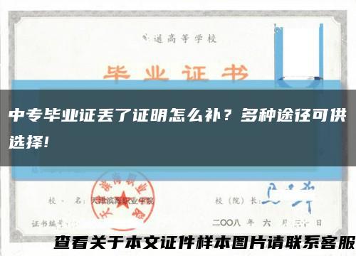 中專畢業證丟了證明怎么補？多種途徑可供選擇!縮略圖