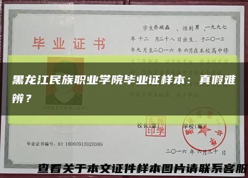 黑龍江民族職業學院畢業證樣本：真假難辨？縮略圖