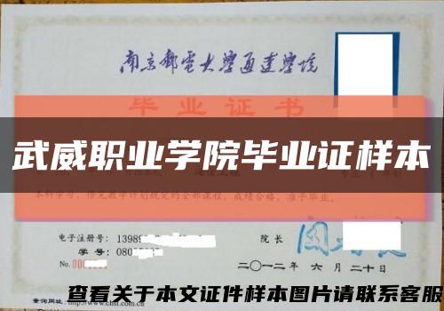 武威職業學院畢業證樣本縮略圖