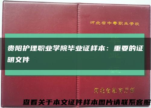 貴陽護理職業學院畢業證樣本：重要的證明文件縮略圖