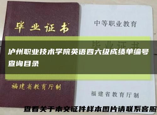 瀘州職業技術學院英語四六級成績單編號查詢目錄縮略圖