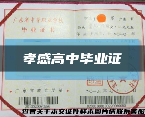 孝感高中畢業證縮略圖