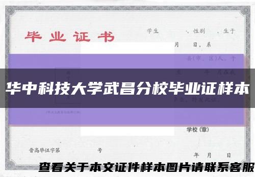 華中科技大學武昌分校畢業證樣本縮略圖