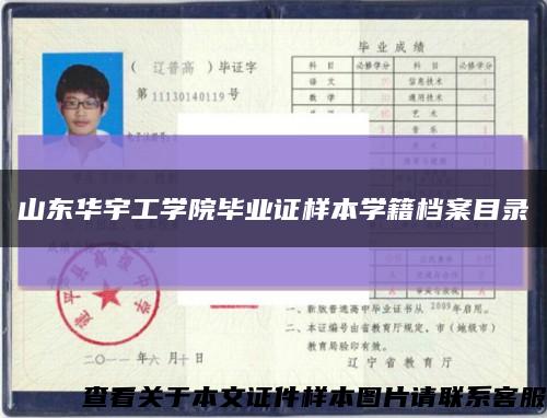 山東華宇工學院畢業證樣本學籍檔案目錄縮略圖